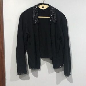 Elegant Black Cardigan with Beaded Details